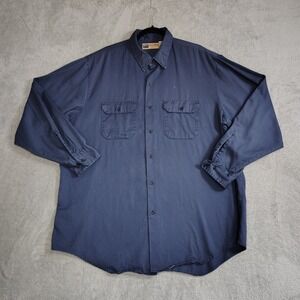 Vtg Big Mac Shirt Mens 2XLT Blue Striped Pockets Long Sleeve Work Faded Distress